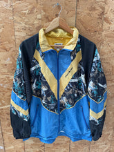 Vintage 90s Athletic Works Crazy Abstract Shell Jacket Size L Blue Black Yellow